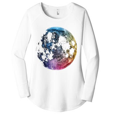 Moon Colored Art Graphic Artwork Motif Moon Women's Perfect Tri Tunic Long Sleeve Shirt