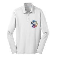 Moon Colored Art Graphic Artwork Motif Moon Silk Touch Performance Long Sleeve Polo