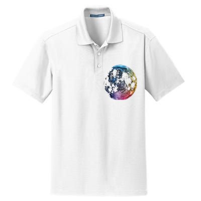 Moon Colored Art Graphic Artwork Motif Moon Dry Zone Grid Polo