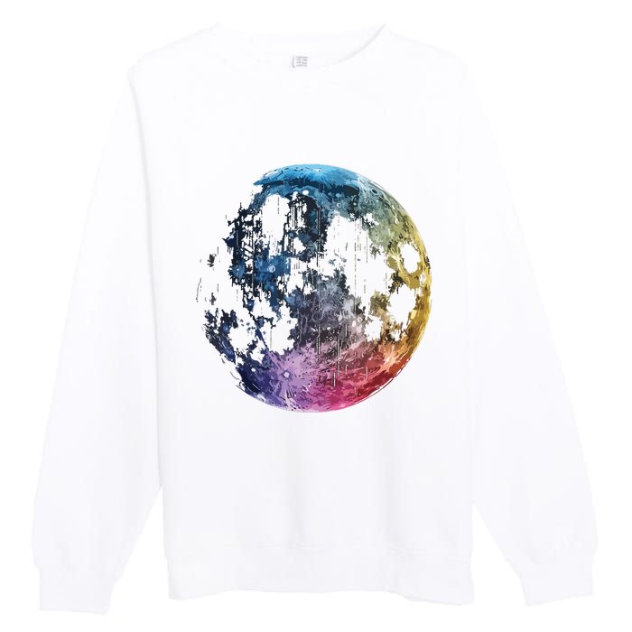 Moon Colored Art Graphic Artwork Motif Moon Premium Crewneck Sweatshirt