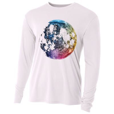 Moon Colored Art Graphic Artwork Motif Moon Cooling Performance Long Sleeve Crew