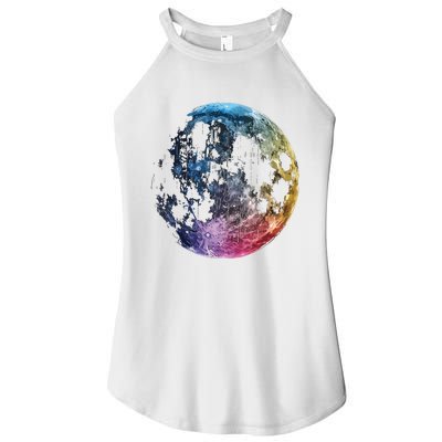 Moon Colored Art Graphic Artwork Motif Moon Women’s Perfect Tri Rocker Tank