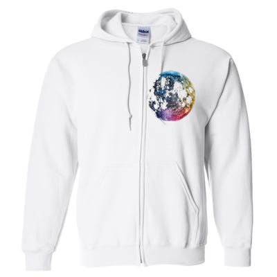 Moon Colored Art Graphic Artwork Motif Moon Full Zip Hoodie