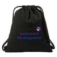 My Cat And I Understand The Assignment Drawstring Bag