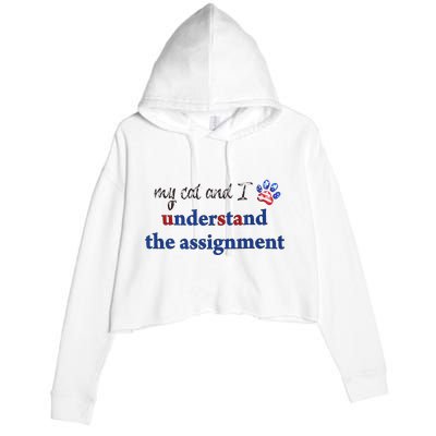My Cat And I Understand The Assignment Crop Fleece Hoodie