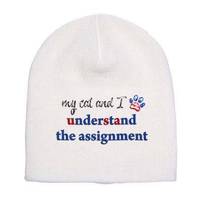 My Cat And I Understand The Assignment Short Acrylic Beanie