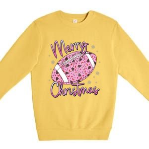 Merry Christmas American Football Santa Hat Xmas Family Meaningful Gift Premium Crewneck Sweatshirt