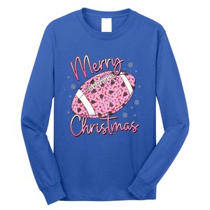 Merry Christmas American Football Santa Hat Xmas Family Meaningful Gift Long Sleeve Shirt