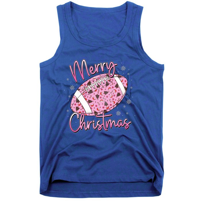 Merry Christmas American Football Santa Hat Xmas Family Meaningful Gift Tank Top