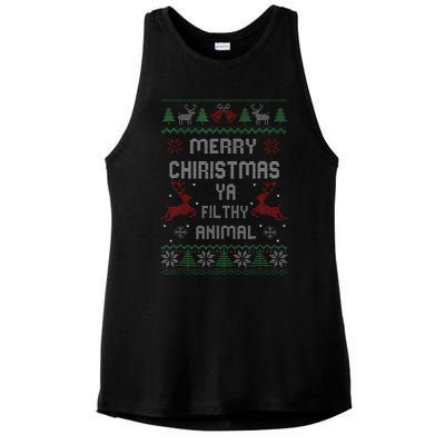 Merry Christmas Animal Filthy Ya Xmas Pajama  Ladies PosiCharge Tri-Blend Wicking Tank