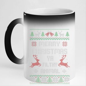 Merry Christmas Animal Filthy Ya Xmas Pajama  11oz Black Color Changing Mug