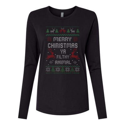 Merry Christmas Animal Filthy Ya Xmas Pajama  Womens Cotton Relaxed Long Sleeve T-Shirt