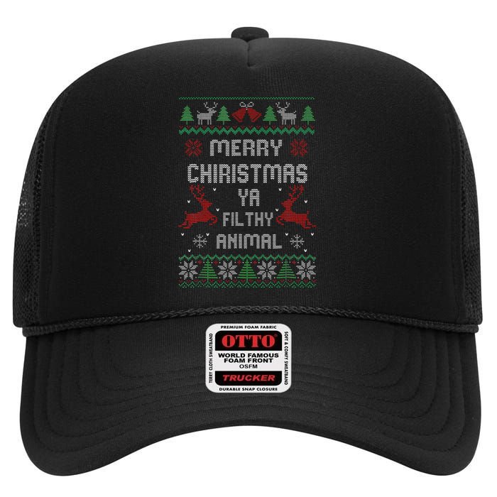 Merry Christmas Animal Filthy Ya Xmas Pajama  High Crown Mesh Back Trucker Hat