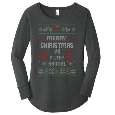 Merry Christmas Animal Filthy Ya Xmas Pajama  Women's Perfect Tri Tunic Long Sleeve Shirt