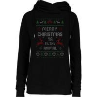 Merry Christmas Animal Filthy Ya Xmas Pajama  Womens Funnel Neck Pullover Hood