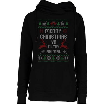 Merry Christmas Animal Filthy Ya Xmas Pajama  Womens Funnel Neck Pullover Hood