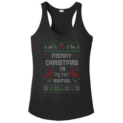 Merry Christmas Animal Filthy Ya Xmas Pajama  Ladies PosiCharge Competitor Racerback Tank