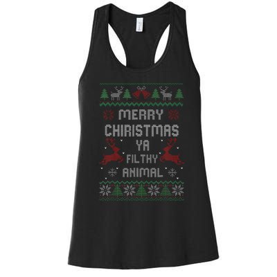 Merry Christmas Animal Filthy Ya Xmas Pajama  Women's Racerback Tank