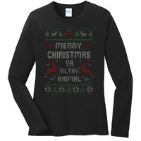 Merry Christmas Animal Filthy Ya Xmas Pajama  Ladies Long Sleeve Shirt