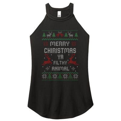 Merry Christmas Animal Filthy Ya Xmas Pajama  Women's Perfect Tri Rocker Tank