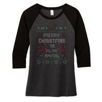 Merry Christmas Animal Filthy Ya Xmas Pajama  Women's Tri-Blend 3/4-Sleeve Raglan Shirt