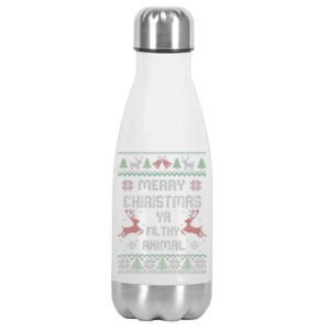 Merry Christmas Animal Filthy Ya Xmas Pajama  Stainless Steel Insulated Water Bottle