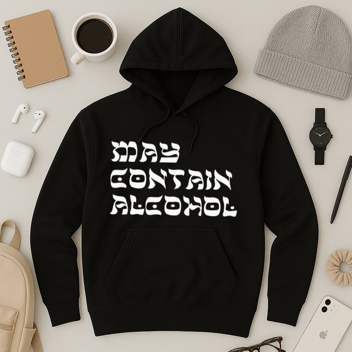 May Contain Alcohol Funny Warning Happy Purim Costume Party Hoodie