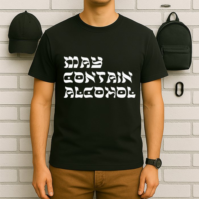May Contain Alcohol Funny Warning Happy Purim Costume Party T-Shirt