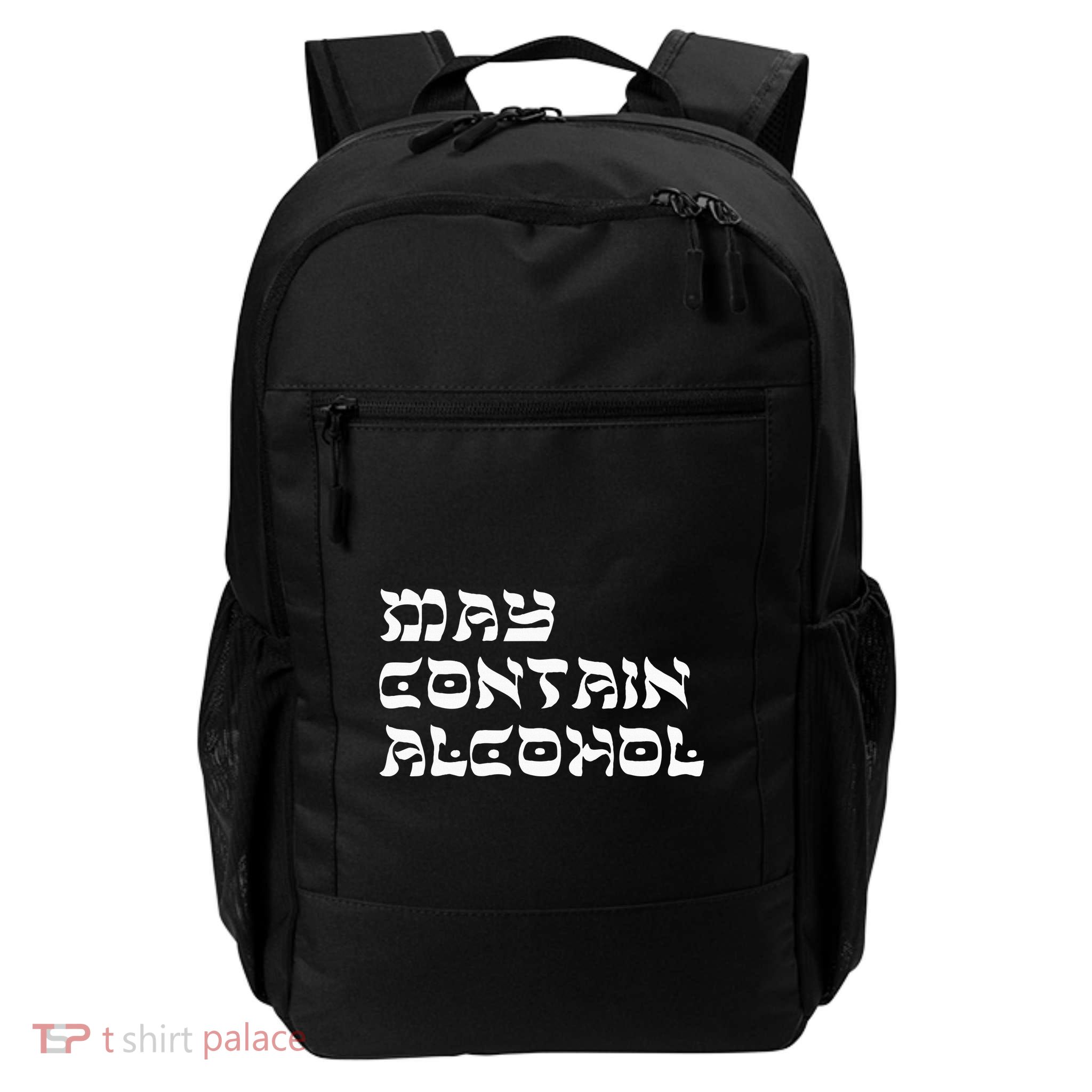 May Contain Alcohol Funny Warning Happy Purim Costume Party Backpack