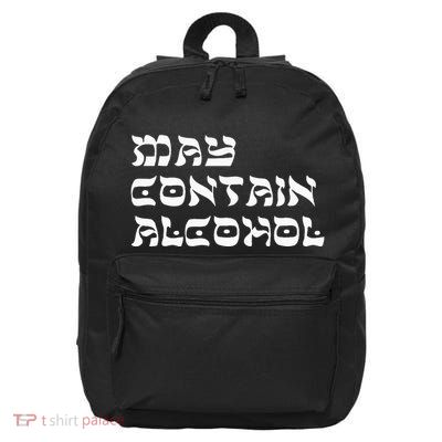 May Contain Alcohol Funny Warning Happy Purim Costume Party 16 in Basic Backpack