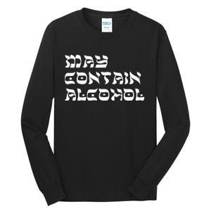 May Contain Alcohol Funny Warning Happy Purim Costume Party Tall Long Sleeve T-Shirt