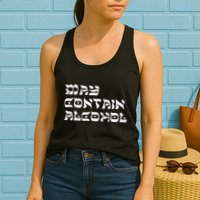 May Contain Alcohol Funny Warning Happy Purim Costume Party Womens Tank Top