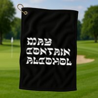 May Contain Alcohol Funny Warning Happy Purim Costume Party Golf Towel