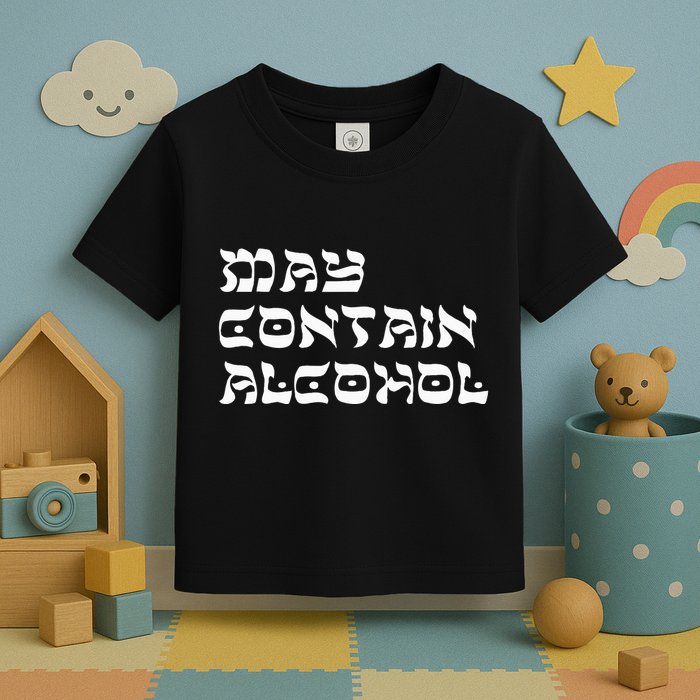May Contain Alcohol Funny Warning Happy Purim Costume Party Toddler T-Shirt