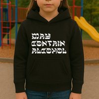 May Contain Alcohol Funny Warning Happy Purim Costume Party Kids Hoodie