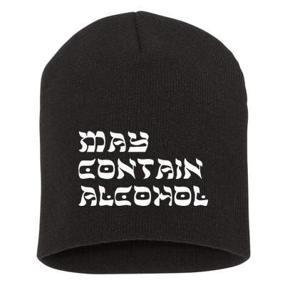 May Contain Alcohol Funny Warning Happy Purim Costume Party Short Acrylic Beanie