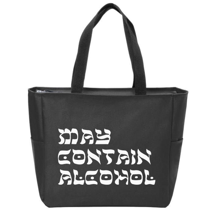 May Contain Alcohol Funny Warning Happy Purim Costume Party Zip Tote Bag