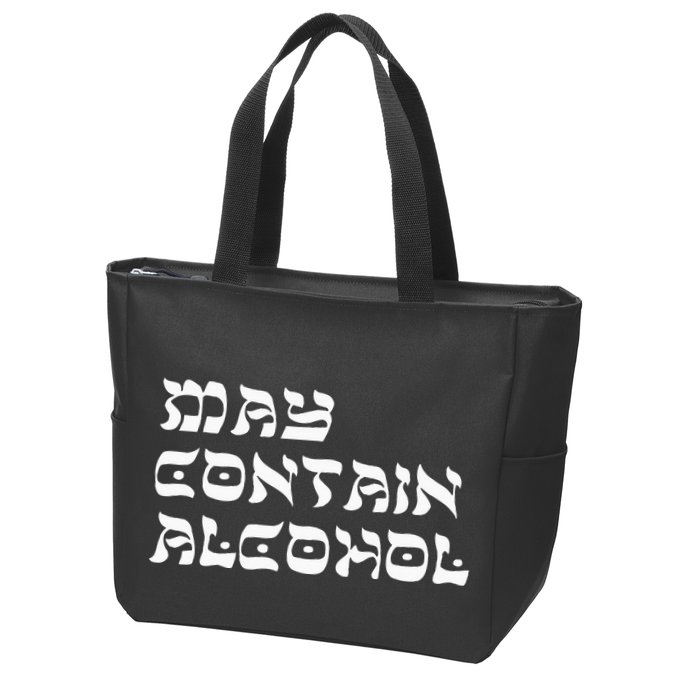 May Contain Alcohol Funny Warning Happy Purim Costume Party Zip Tote Bag