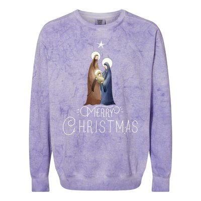 Merry Christmas Advent Nativity Scene North Star Colorblast Crewneck Sweatshirt