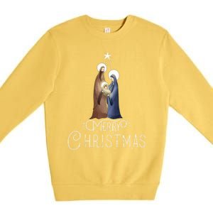 Merry Christmas Advent Nativity Scene North Star Premium Crewneck Sweatshirt