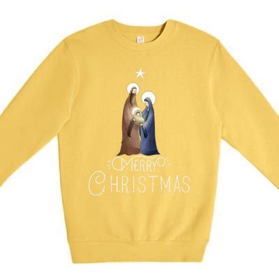 Merry Christmas Advent Nativity Scene North Star Premium Crewneck Sweatshirt