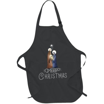 Merry Christmas Advent Nativity Scene North Star Full-Length Apron With Pockets