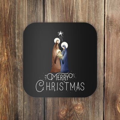 Merry Christmas Advent Nativity Scene North Star Coaster