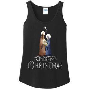 Merry Christmas Advent Nativity Scene North Star Ladies Essential Tank