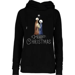 Merry Christmas Advent Nativity Scene North Star Womens Funnel Neck Pullover Hood