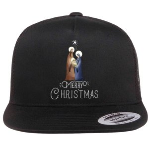 Merry Christmas Advent Nativity Scene North Star Flat Bill Trucker Hat