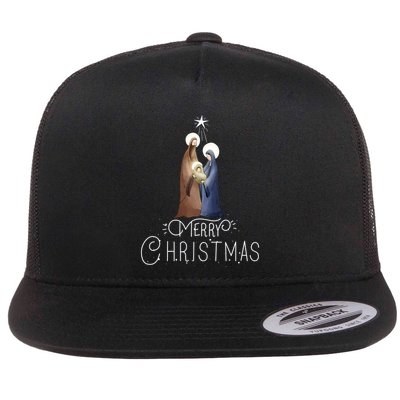 Merry Christmas Advent Nativity Scene North Star Flat Bill Trucker Hat