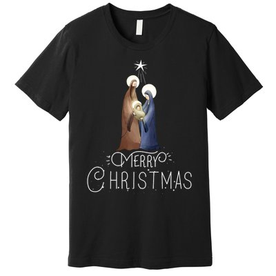 Merry Christmas Advent Nativity Scene North Star Premium T-Shirt