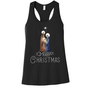 Merry Christmas Advent Nativity Scene North Star Women's Racerback Tank