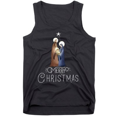 Merry Christmas Advent Nativity Scene North Star Tank Top